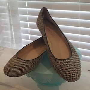 Woven Black & Tan Burlap Flats by The Limited Sz11